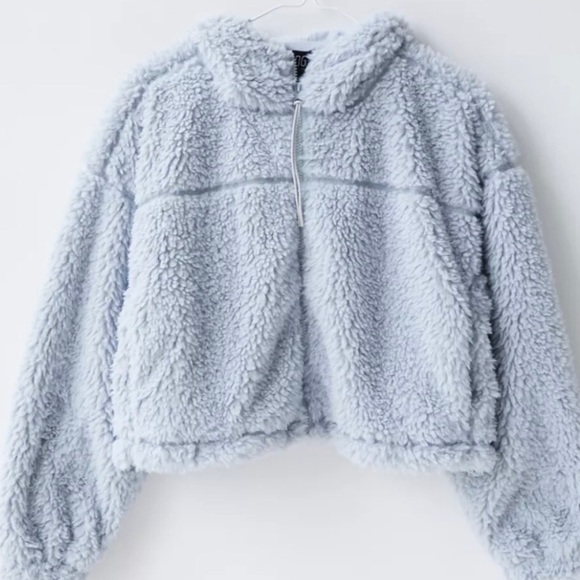 Urban Outfitters BDG Hooded Cropped Teddy Jacket in Light Blue - Picture 7 of 8